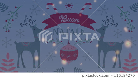 Image of falling hearts over buon natale text 116184270