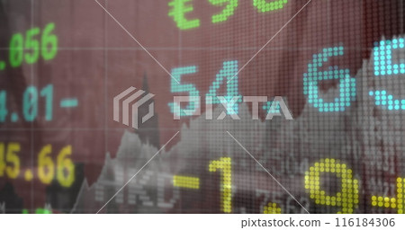 Image of data processing over cityscape Image of data processing over cityscape 116184306