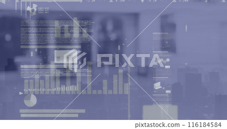Image of data processing over server room 116184584