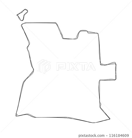 Angola country simplified map.Thin triple pencil sketch outline isolated on white background. Simple vector icon Angola country simplified map.Thin triple pencil sketch outline isolated on white background. Simple vector icon 116184609