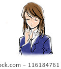 A woman in a suit thinking 116184761