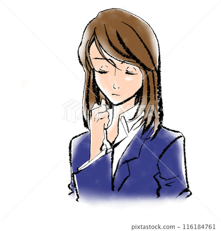 A woman in a suit thinking A woman in a suit thinking 116184761