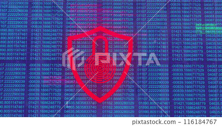 Image of padlock icon over data processing 116184767