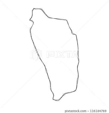 Dominica country simplified map.Thin triple pencil sketch outline isolated on white background. Simple vector icon Dominica country simplified map.Thin triple pencil sketch outline isolated on white background. Simple vector icon 116184769