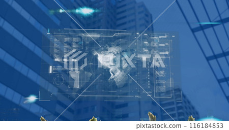 Image of financial data processing over cityscape Image of financial data processing over cityscape 116184853