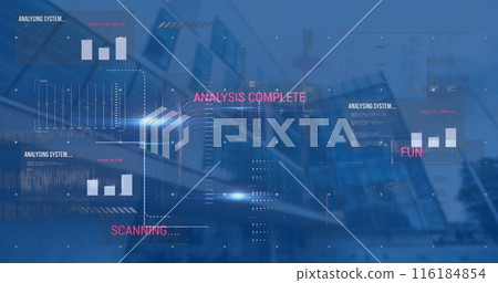 Image of data processing over cityscape Image of data processing over cityscape 116184854