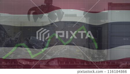 Image of flag of thailand over data processing and rubbish dump 116184866