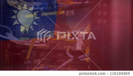 Image of flag of taiwan over server room Image of flag of taiwan over server room 116184869