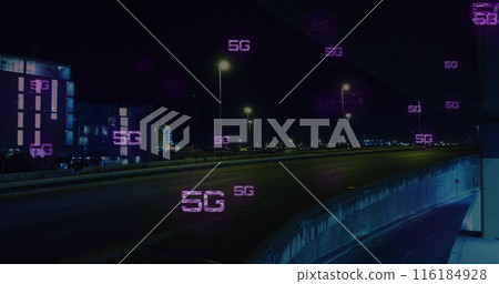 Image of 5g texts over time-lapse of moving vehicles on street in background Image of 5g texts over time-lapse of moving vehicles on street in background 116184928