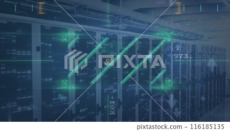 Image of data processing over server room 116185135