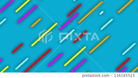 Image of neon lines vibrant pattern over blue background 116185523
