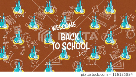 Illustration showcasing school-themed icons, symbolizing learning areas Illustration showcasing school-themed icons, symbolizing learning areas 116185884