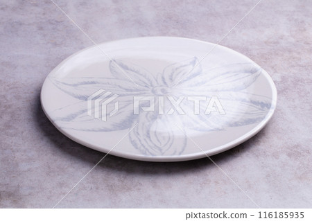 Empty blank ceramic dish on white background 116185935