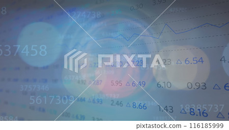 Man in suit analyzing financial data, pointing at graphs 116185999