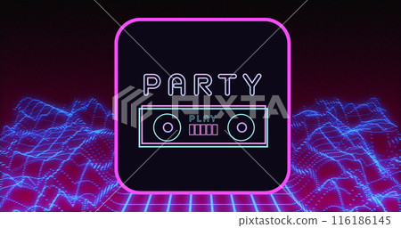 Neon lights forming vibrant party invitation Neon lights forming vibrant party invitation 116186145