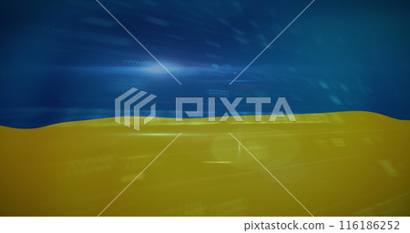 Blue and yellow colors dominate, showing speed and data flow 116186252