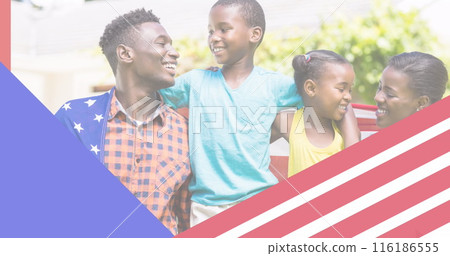 African American family spending time together, uncle holding grandson 116186555