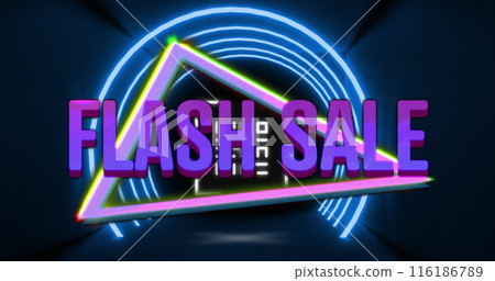 Image of flash sale text over colorful shapes 116186789