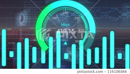 Image of data processing over speedometer 116186866
