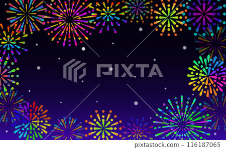 Colorful fireworks vector illustration set 116187065