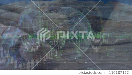 Image of data processing over coins 116187152
