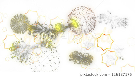 Image of stars over fireworks on white background Image of stars over fireworks on white background 116187176