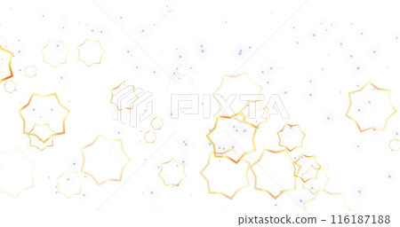 Image of snow falling over stars on white background 116187188