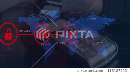Image of financial data processing over world map Image of financial data processing over world map 116187223