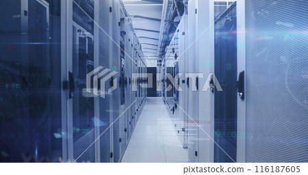Image of data processing over server room 116187605