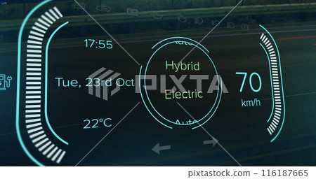 Image of car interface over cars on street 116187665