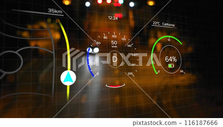Image of car interface over cars on street 116187666