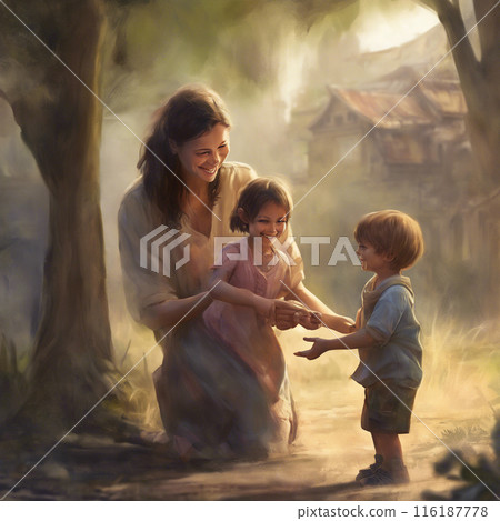Parent and child playing in the park 116187778