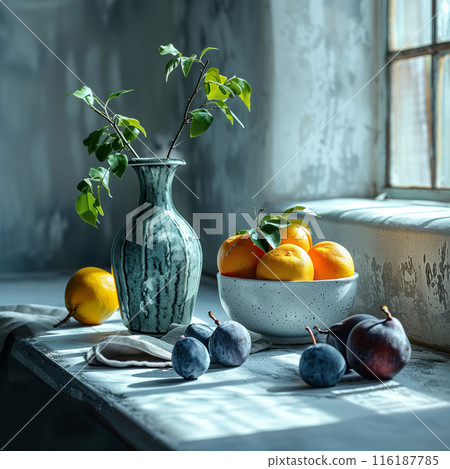 Rustic apples in sunlight on a wooden windowsill with aged walls, apples fruit food concept Rustic apples in sunlight on a wooden windowsill with aged walls, apples fruit food concept 116187785