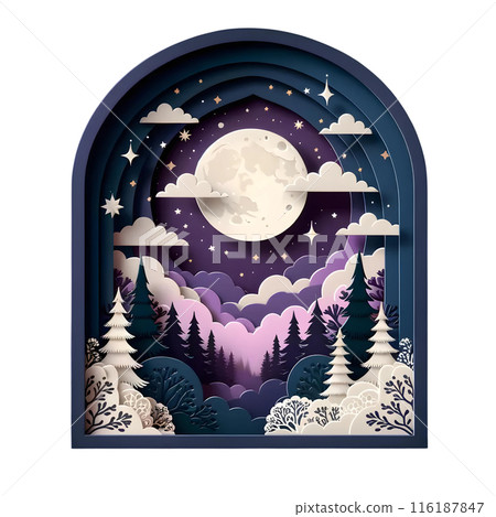 winter landscape with snowy house 116187847