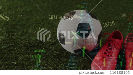 Image of data processing over sports shoe and football Image of data processing over sports shoe and football 116188105