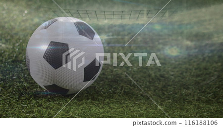 Image of sports stadium and light spots over football 116188106