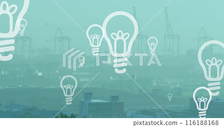 Image of lightbulb icons over building site 116188168
