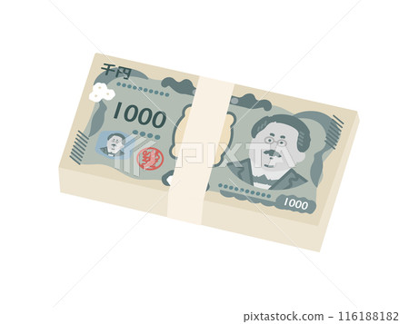 New banknotes, new 1,000 yen bills, stack of bills, illustration 116188182