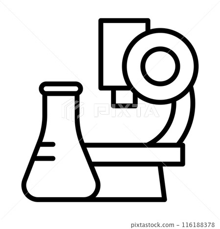 Microscope and flask icon. 116188378