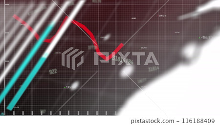 Image of statistical data processing and multiple changing numbers against black background Image of statistical data processing and multiple changing numbers against black background 116188409