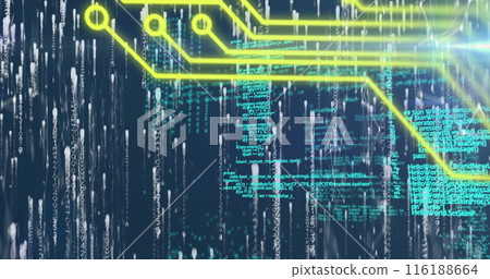 Image of data processing over black background Image of data processing over black background 116188664