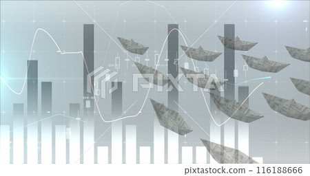 Image of data processing over boats of banknotes Image of data processing over boats of banknotes 116188666