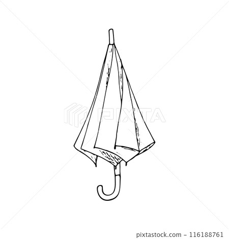 Hand-drawn folded umbrella. Rainy seasonal parasol. Vector illustration on white background. Hand-drawn folded umbrella. Rainy seasonal parasol. Vector illustration on white background. 116188761