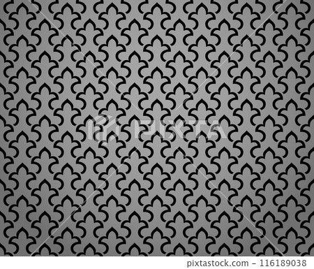 Flower geometric pattern. Seamless vector background. Gray and black ornament Flower geometric pattern. Seamless vector background. Gray and black ornament 116189038