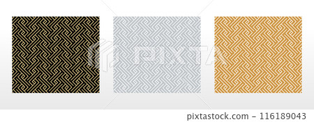 Set of abstract geometric patterns. Seamless vector backgrounds. Colored ornaments Graphic modern patterns Simple lattice graphic design Set of abstract geometric patterns. Seamless vector backgrounds. Colored ornaments Graphic modern patterns Simple lattice graphic design 116189043