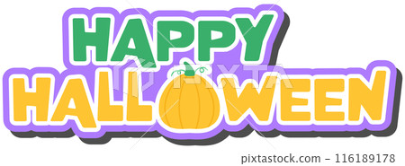 Kid hand drawn cute and colorful happy halloween elements typography 116189178