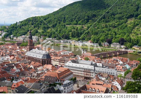 The streets of Heidelberg and the Neckar River The streets of Heidelberg and the Neckar River 116189388