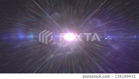 Image of light trails and spots over black background 116189431