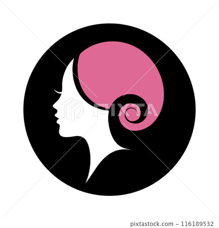 Profile illustration of a woman with pink hair Profile illustration of a woman with pink hair 116189532