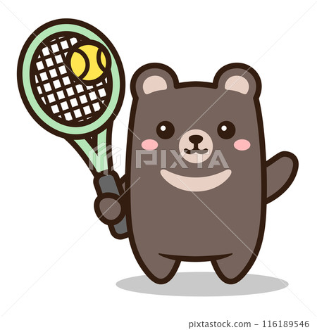 Illustration of a bear playing tennis 116189546